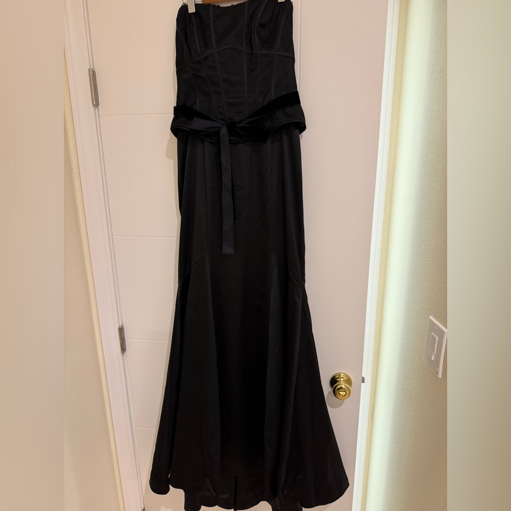 White House Black Market Strapless Black Gown